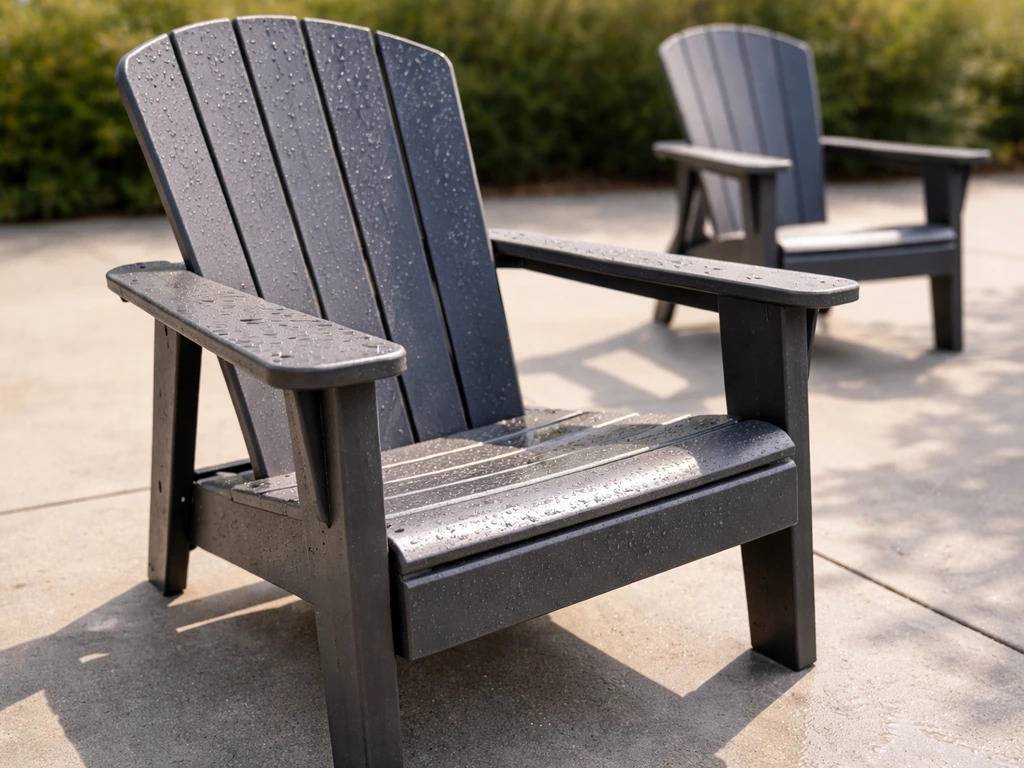 HDPE and resin patio chairs outdoors with a freshly wiped clean surface in natural light.