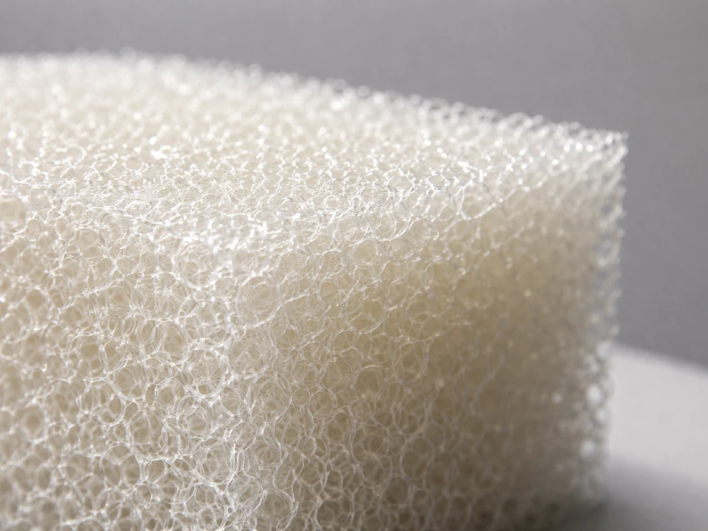 Macro of reticulated open-cell foam with large interconnected pores for fast drying